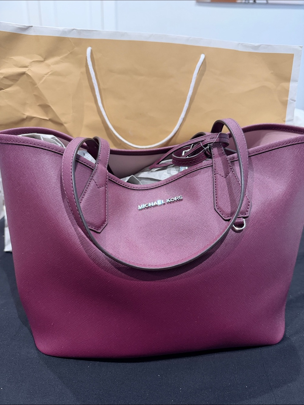 Michael Kors Wine Saffiano Leather Tote
